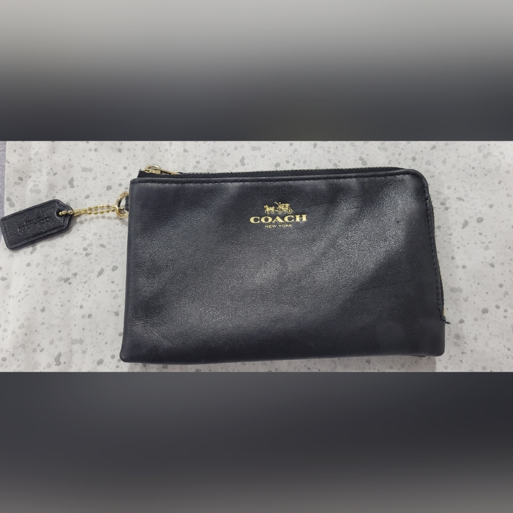 Coach Double Zip Black Wristlet
